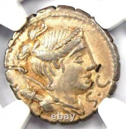 Roman Ti. Claudius Nero Ar Denarius Serratus Coin 79 Bc Certifié Ngc Xf (ef)