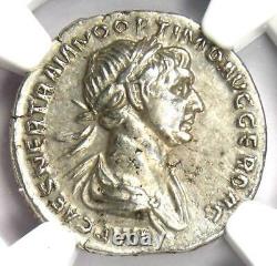 Roman Trajan Ar Denarius Silver Coin 98-117 Ad Certifié Ngc Choice Xf (ef)