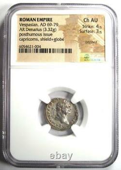 Roman Vespasian Ar Denarius Silver Coin 69-79 Ad Certified Ngc Choice Au