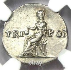 Roman Vespasien Ar Denarius Silver Coin 69-79 Ad. Certifié Ngc Au
