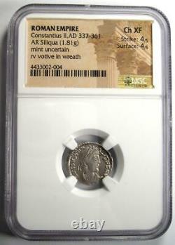 Rome Antique Ar Constantius II Siliqua Rome Pièce De Monnaie 337-361 Ad Ngc Xf Choix