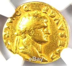 Rome Antique Domitien Or Av Aureus Coin 81-96 Certifié Ngc Fin