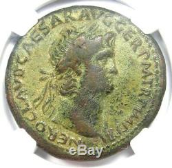 Rome Antique Nero Ae Sestertius Coin 54-68 Ad Certifié Ngc Vf Rare Coin