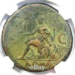 Rome Antique Nero Ae Sestertius Coin 54-68 Ad Certifié Ngc Vf Rare Coin