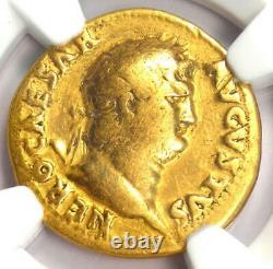 Rome Antique Nero Av Aureus Gold Coin 54-68 Ad Certifié Ngc Fin Rare