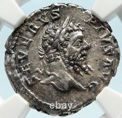 Septimius Severus Ancient Authentique 207ad Argent Roman Coin Afrique Ngc I83587