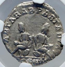 Septimius Severus Authentique Ancien 195ad Argent Roman Coin Captifs Ngc I82591