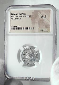 Septimius Severus Authentique Ancien 201ad Argent Roman Coin Victory Ngc I81666