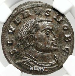 Severus II César Authentique Ancien 305ad Monnaie Romaine Genius Ngc Ms I83548