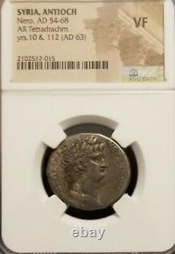 Syrie, Antioch Nero Tetradrachm Ngc Vf Pièce D'argent Antique Roman