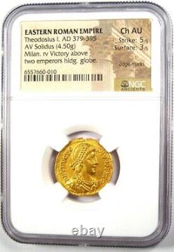 Theodosius I Av Solidus Gold Roman Coin 379-395 Ad Certifié Ngc Choice Au