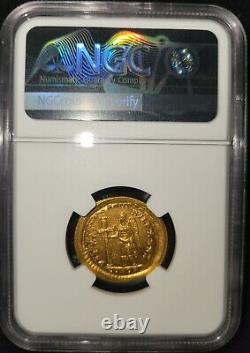 Theodosius II Victoire Avec Longue Croix Solidus Gold Coin Roman 402 Ad Ngc Ms