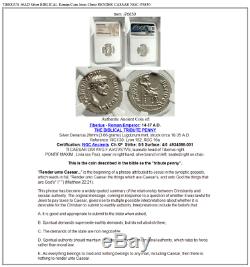 Tibérius 36ad Argent Biblique Pièce De Monnaie Romaine Jésus Christ Rendu Caesar Ngc I76850