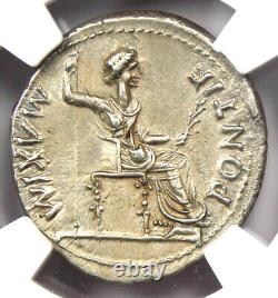 Tiberius AR Denarius Argent Tribut Penny Monnaie Romaine 14-37 AD Certifié NGC AU