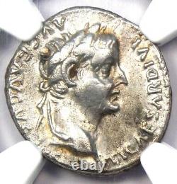 Tiberius AR Denarius Pièce de monnaie romaine en argent Tiberius 14-37 apr. J.-C. NGC Choix VF
