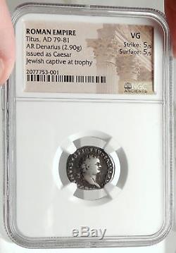 Titus 79ad Guerre Romaine Juive Judaea Capta Captive Ancienne Pièce D'argent Ngc I68126