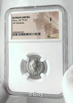 Titus Authentique Ancien 79ad Argent Monnaie Romaine Judaea Capta Captive Ngc I80130