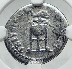 Titus Authentique Ancien 80ad Argent Véritable Roman Coin Trépied Dolphin Ngc I81401