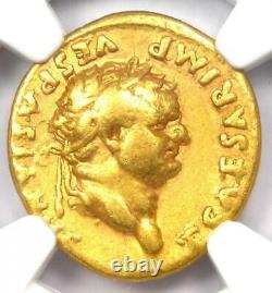 Titus Av Aureus Gold Roman Coin 79-81 Ad Certifié Ngc Vf (très Beau)