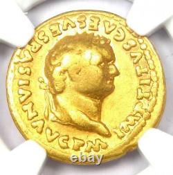 Titus Gold Av Aureus Ancient Roman Coin 79-81 Ad Certifié Ngc Fine Rare