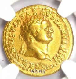 Titus Gold Av Aureus Ancient Roman Coin 79-81 Ad Certifié Ngc Vf Rare
