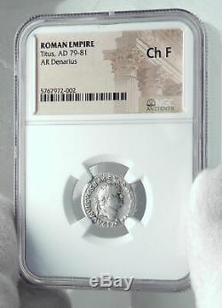 Titus Véritable Ancien 80ad Argent Monnaie Romaine Pour Mt Pompei Ngc I81411 Vésuve