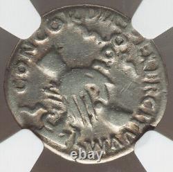 Traduisez ce titre en français : Pièce d'argent AR Denarius de l'empire romain de l'empereur Nerva, NGC FINE F, 96-98 après J.-C., Tonné.
