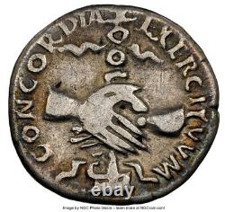 Traduisez ce titre en français : Pièce d'argent AR Denarius de l'empire romain de l'empereur Nerva, NGC FINE F, 96-98 après J.-C., Tonné.