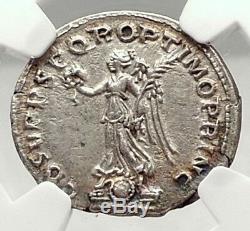 Trajan 105ad Rome Authentique Véritable Ancien Romain Silver Coin Victoire Ngc I72903