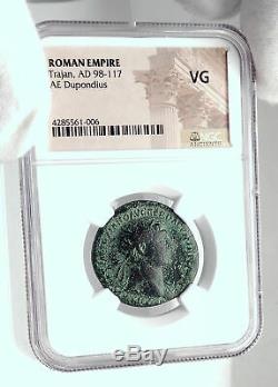Trajan Authentique Ancient Rome 104ad Coin Danubienne Romain Danube Pont Ngc I80625