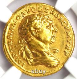 Trajan Av Aureus Gold Roman Coin 98-117 Ad Certifié Ngc Xf (ef) 5/5 Strike
