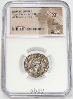 Trajan Dèce. VBERITAS AVG. NGC XF. Double Denier de l'Empire Romain Antique.