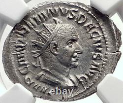 Trajan Decius Authentic Ancien Argent Roman 250ad Rome Pièce Pannonia Ngc I70151