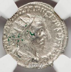 Une pièce de monnaie en argent double denier de l'empire romain Caesar de 253 après Jésus-Christ, Aemilian, certifiée NGC Ch XF, RARE