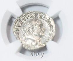 VESPASIEN Empereur romain 69-79 ap. J.-C. Pièce en argent Denarius NGC GRADED XF