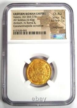 Valens Av Solidus Gold Roman Coin 364-378 Ad Certifié Ngc Choice Au