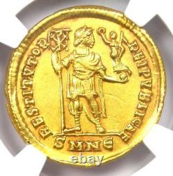 Valentinian I Gold Av Solidus Gold Roman Coin 364-375 Ad Certifié Ngc Au