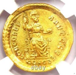 Valentinian II Av Solidus Gold Roman Coin 375-392 Ad Certifié Ngc Choice Au