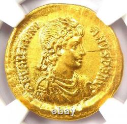 Valentinian II Av Solidus Gold Roman Coin 375-392 Ad Certifié Ngc Choice Au