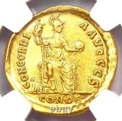 Valentinian II Gold Av Solidus Gold Roman Coin 375-392 Ad Certifié Ngc Au