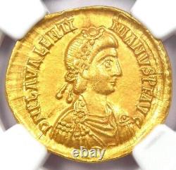 Valentinian III Av Solidus Gold Roman Coin 425-455 Ad Certifié Ngc Au