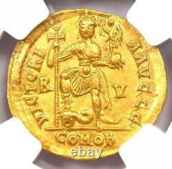 Valentinian III Av Solidus Gold Roman Coin 425-455 Ad Certifié Ngc Au