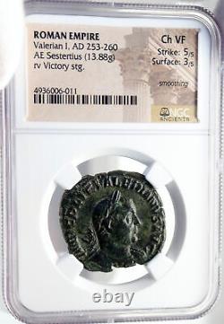 Valerian I Sestertius Antique Antique Pièce Romaine Victoire Ngc I82710