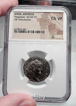 Vespasien 69ad Argent Antique Romaine Tetradrachm Monnaie Antioche Aigle Ngc I60112