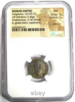 Vespasien Ar Denarius Silver Roman Coin 69-79 Ad. Certifié Ngc Au Rare