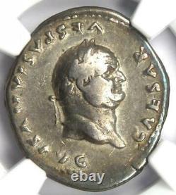 Vespasien Ar Denarius Silver Roman Coin 69-79 Ad. Certifié Ngc Vf Rare