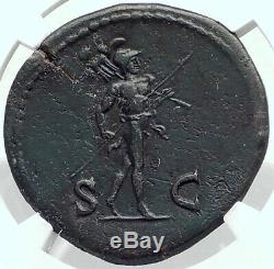 Vespasien Authentique Ancient Rome 71ad Sestertius Romaine Coin Mars Ngc I82360