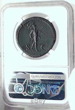 Vespasien Authentique Ancient Rome 71ad Sestertius Romaine Coin Mars Ngc I82360
