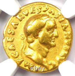 Vespasien Av Aureus Gold Roman Coin 69-79 Ad Ngc Choice Fine 5/5 Strike