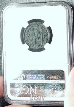 Vetranio W Chrisme Normes Véritable 350ad Rare Ancienne Pièce De Monnaie Romaine Ngc Ms I65990